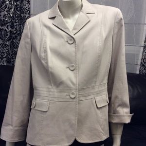 Plus size Talbots Petite 3/4 sleeve cream blazer